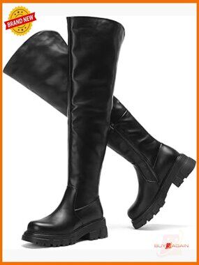 Women's Over-the-Knee Boots Platform Lug Sole Chunky Heel Thigh High